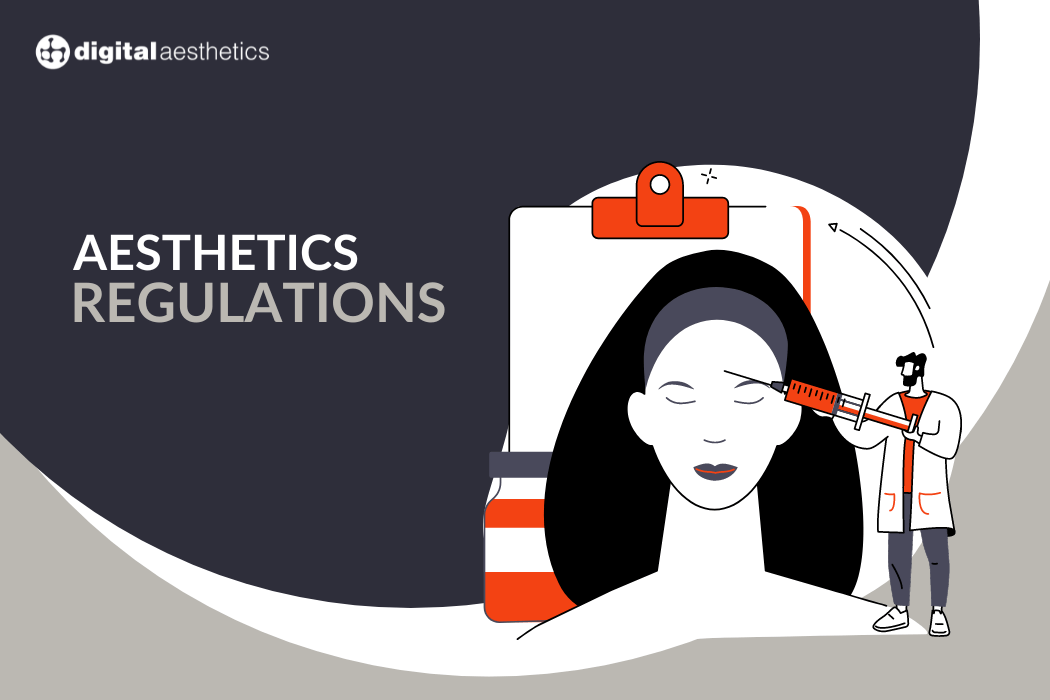 Illustration of cosmetologist giving botox to female patient