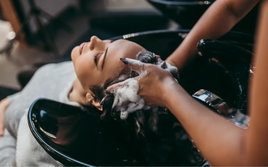Woman at hairsalon