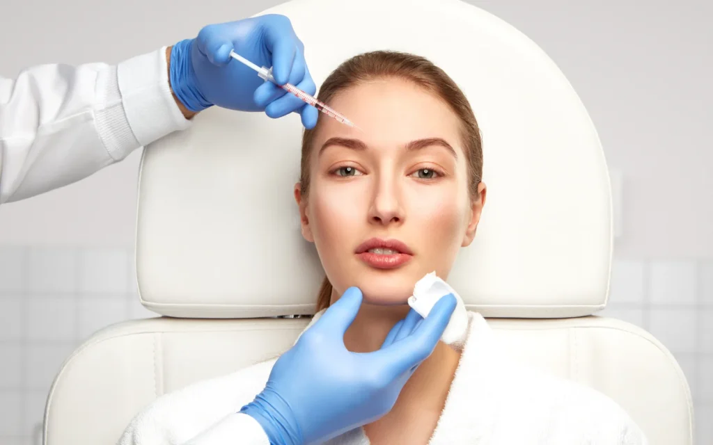 injection process at aesthetic clinic