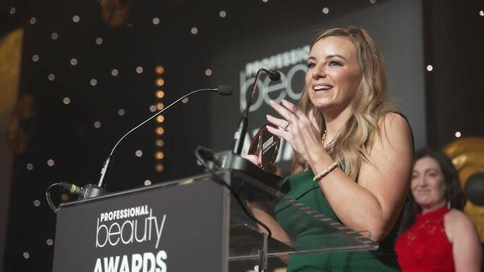 image of a previous winner at the Professional Beauty Awards in the UK