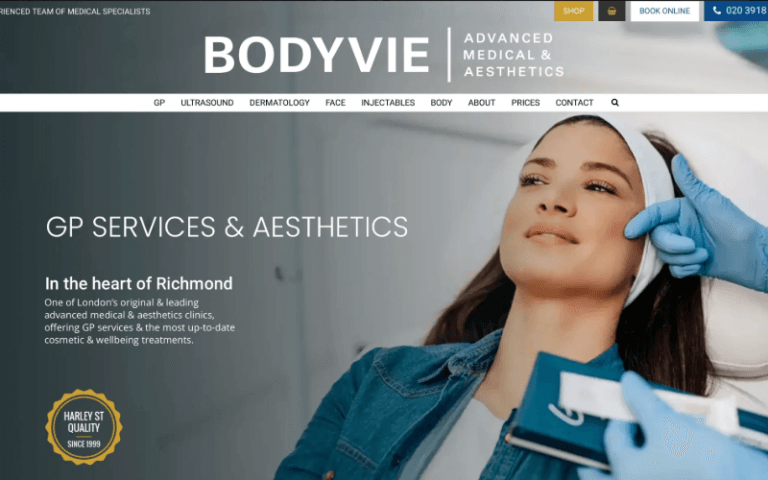 Bodyvie website homepage