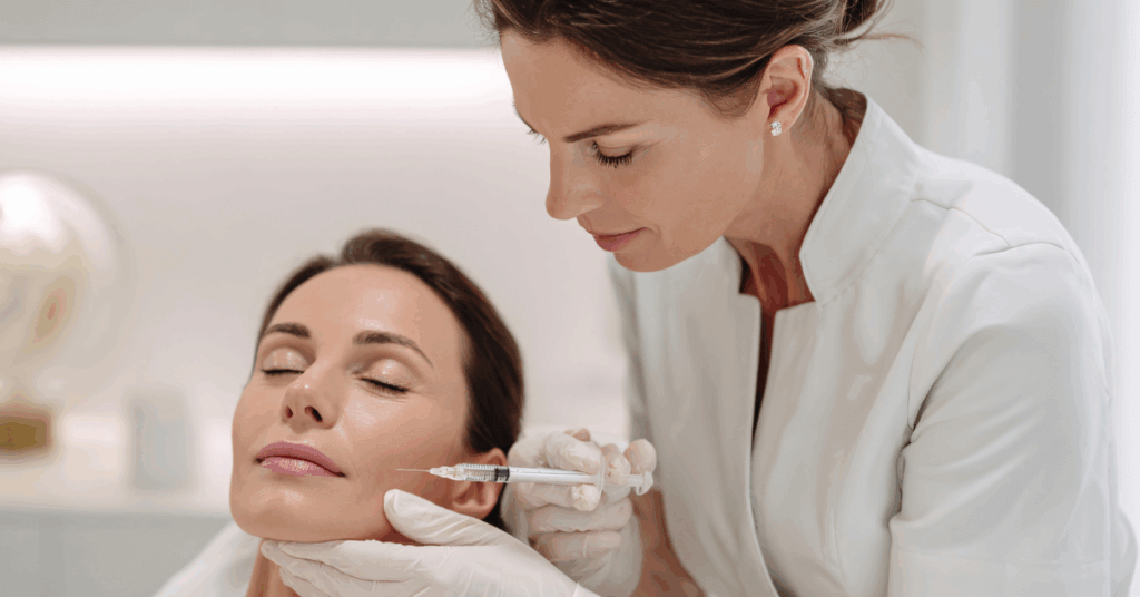 image of woman getting an injectable aesthetic treatment