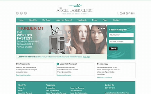 Angel Laser Clinic website