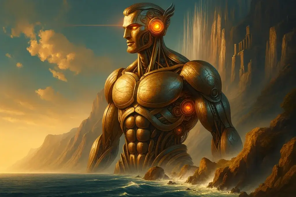 AI generated image of Thalos, the Greek "AI" image depicted in Ancient Greek Myth